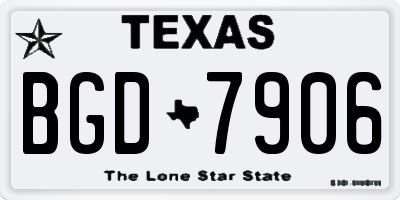 TX license plate BGD7906