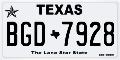 TX license plate BGD7928