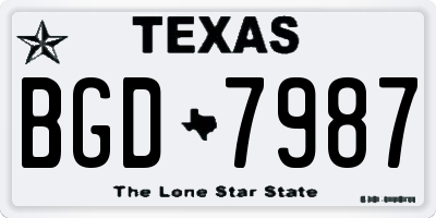 TX license plate BGD7987