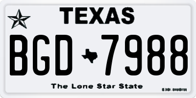 TX license plate BGD7988