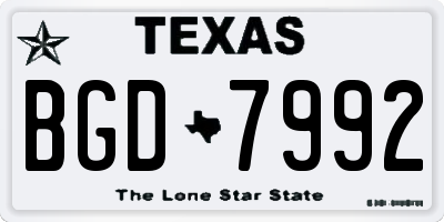 TX license plate BGD7992