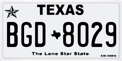 TX license plate BGD8029