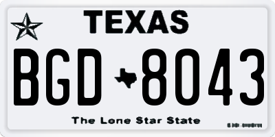 TX license plate BGD8043