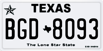 TX license plate BGD8093