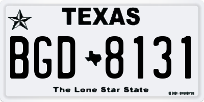 TX license plate BGD8131