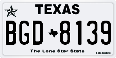 TX license plate BGD8139