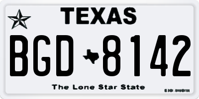 TX license plate BGD8142