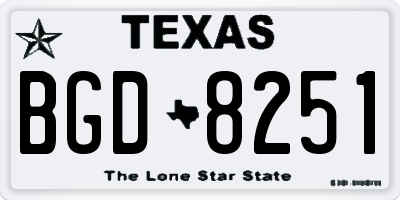 TX license plate BGD8251