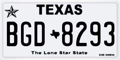 TX license plate BGD8293