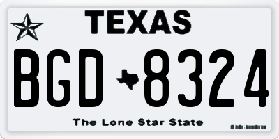 TX license plate BGD8324