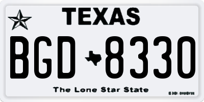 TX license plate BGD8330