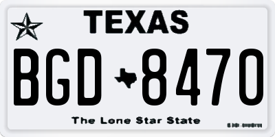 TX license plate BGD8470