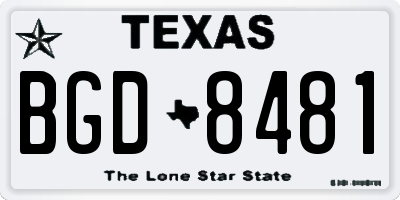 TX license plate BGD8481