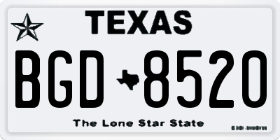 TX license plate BGD8520