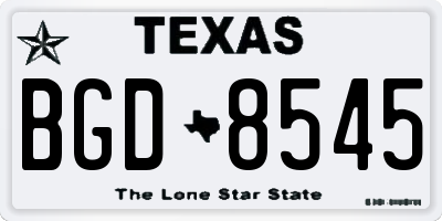 TX license plate BGD8545