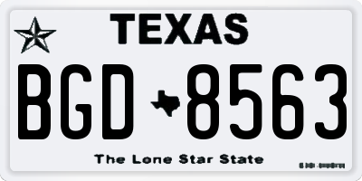 TX license plate BGD8563
