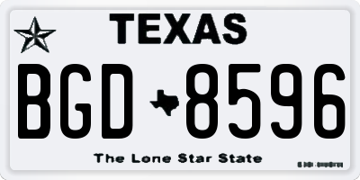 TX license plate BGD8596