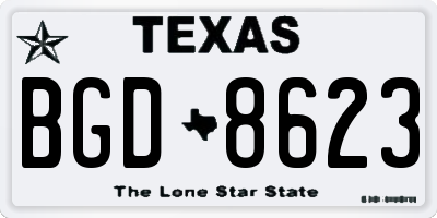 TX license plate BGD8623