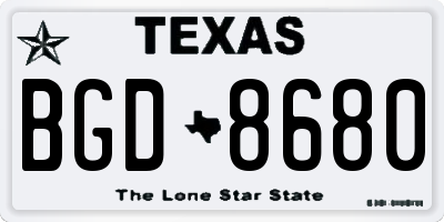 TX license plate BGD8680