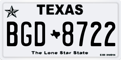 TX license plate BGD8722