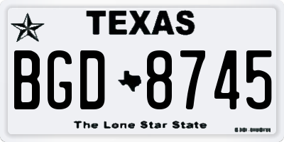 TX license plate BGD8745