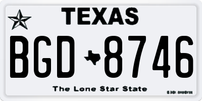 TX license plate BGD8746