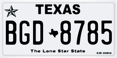 TX license plate BGD8785