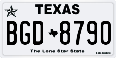 TX license plate BGD8790