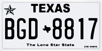 TX license plate BGD8817