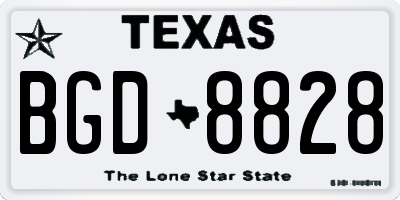 TX license plate BGD8828
