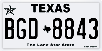 TX license plate BGD8843