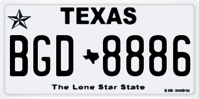TX license plate BGD8886
