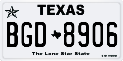 TX license plate BGD8906