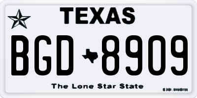 TX license plate BGD8909