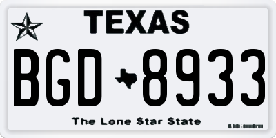 TX license plate BGD8933