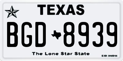 TX license plate BGD8939
