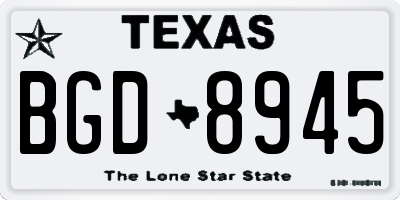 TX license plate BGD8945