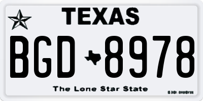 TX license plate BGD8978