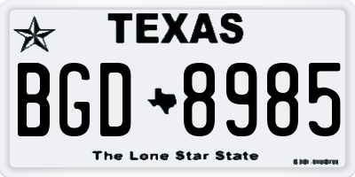 TX license plate BGD8985