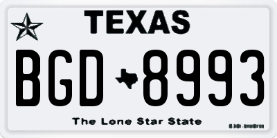 TX license plate BGD8993