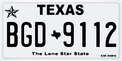 TX license plate BGD9112