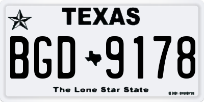 TX license plate BGD9178