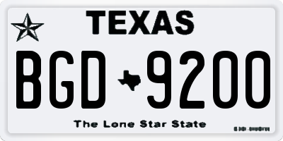 TX license plate BGD9200