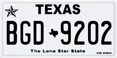 TX license plate BGD9202