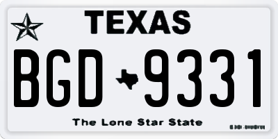 TX license plate BGD9331
