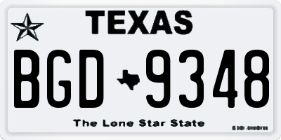 TX license plate BGD9348