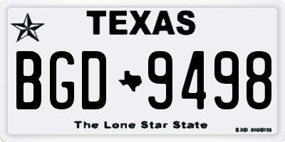 TX license plate BGD9498