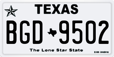 TX license plate BGD9502