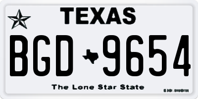 TX license plate BGD9654