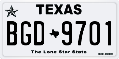 TX license plate BGD9701